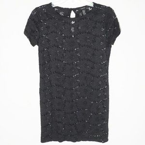 NWD F21 Black Floral Lace Short Sleeve Dress XS